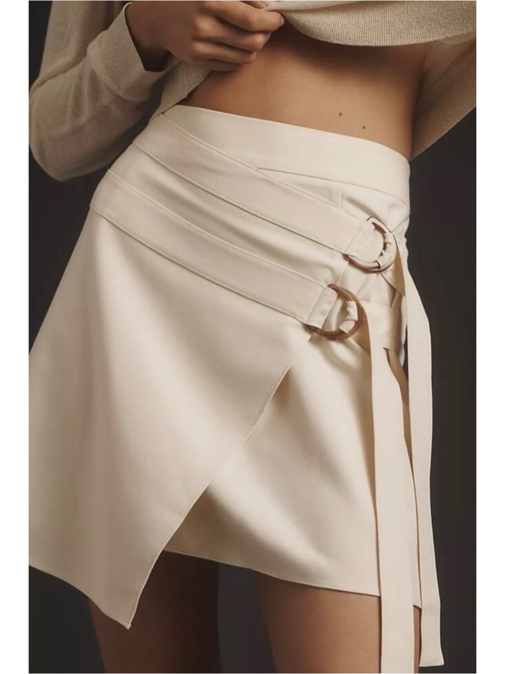 Anthropologie X Mare Mare Ivory Belted Mini Skirt Size Medium
